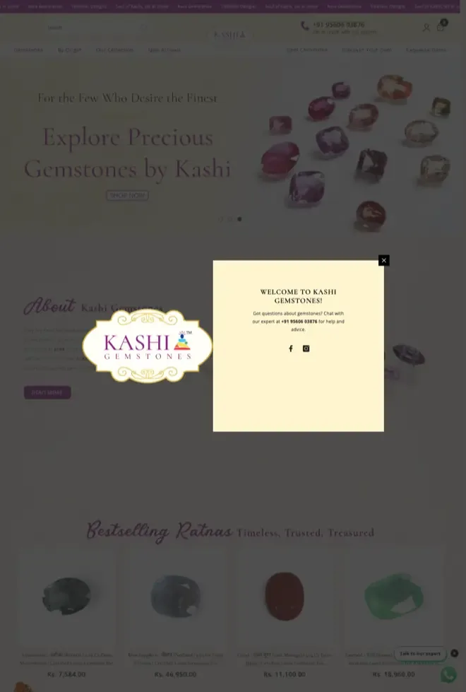 The Kashi Gemstones website