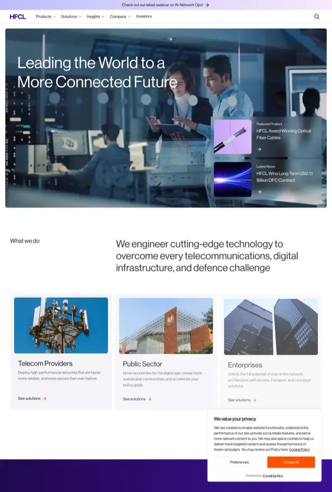 The HFCL website